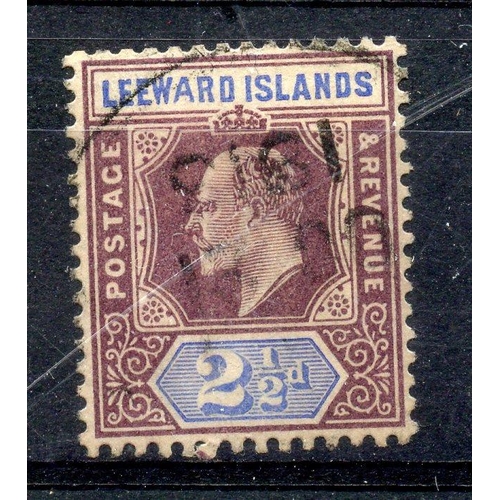 606 - LEEWARD IS 1902 2½d dull purple and ultramarine wmk Crown CA showing the 'Wide A' variety fu. SG 23a... 