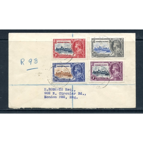 607 - LEEWARD IS 1935 cover to Great Britain franked with Jubilee set. Fine.