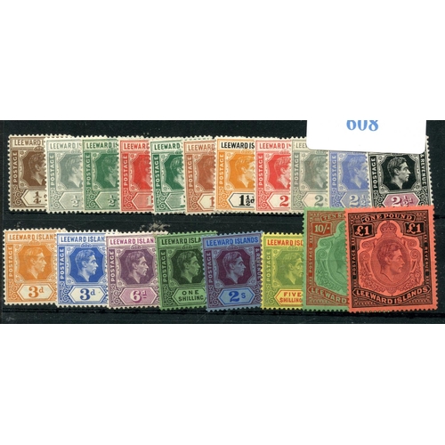 608 - LEEWARD IS 1938 - 51 definitive set um.  SG 95 - 114c. Cat £200.