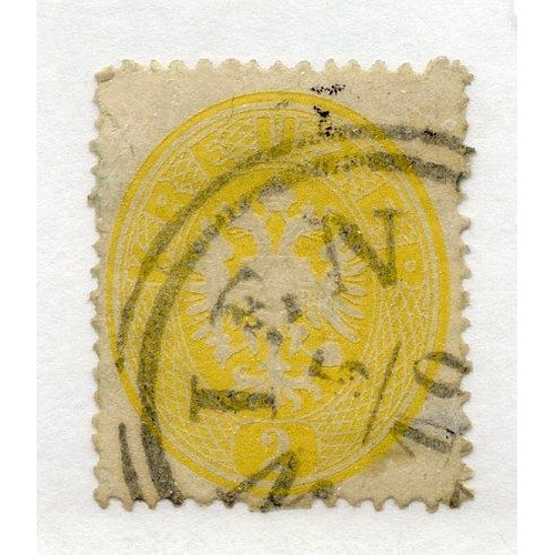 65 - AUSTRIAN POS LOMBARDY & VENETIA 1863 2s yellow used with Vienna cds. SG 27. Cat £190.