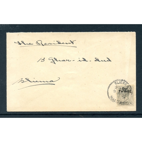 650 - MALTA 1922 local mail franked with 'One Farthing' overprinted stamp.