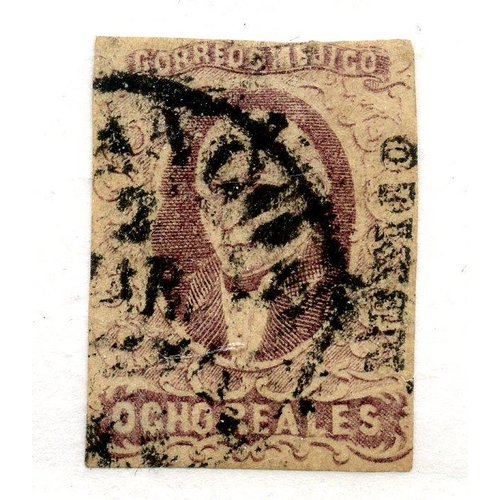 660 - MEXICO 1864 - 66 ½r brown handstamped used (cut into). SG 19. Cat £190.