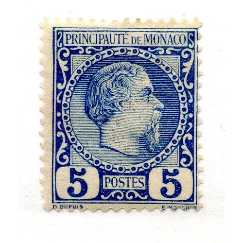 665 - MONACO 1885 5c blue mint. SG 3. Cat £95.