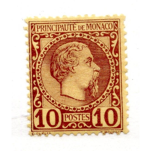 666 - MONACO 1885 10c brown on yellow mint. SG 4. Cat £120.