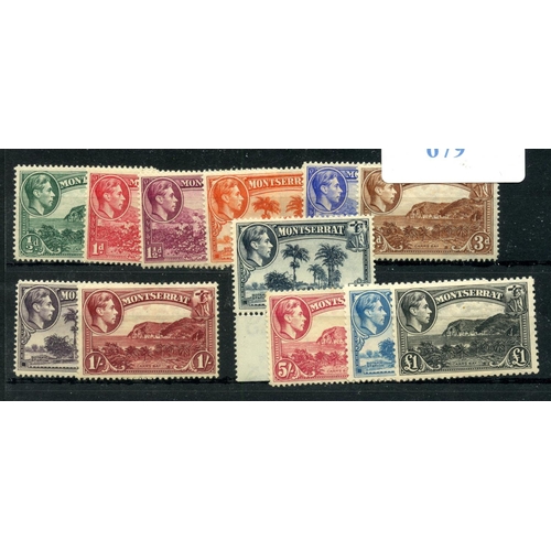 679 - MONTSERRAT 1938 - 48 definitive set mint.  SG 101 - 12.  Cat £110.