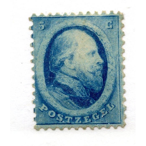 686 - NETHERLANDS 1864 5c blue no wmk mint. SG 8. Cat £450.