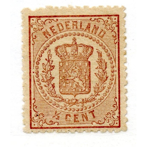 688 - NETHERLANDS 1869 - 76 ½c brown no wmk thin paper um. SG 58. Cat £44.