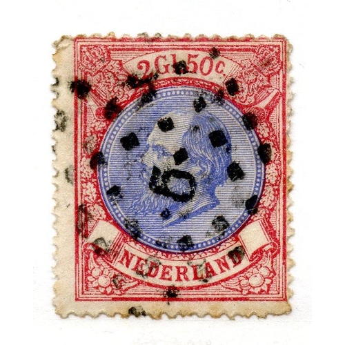 690 - NETHERLANDS 1872 - 91 2g50 ultramarine and rose fu. SG 75. Cat £180.