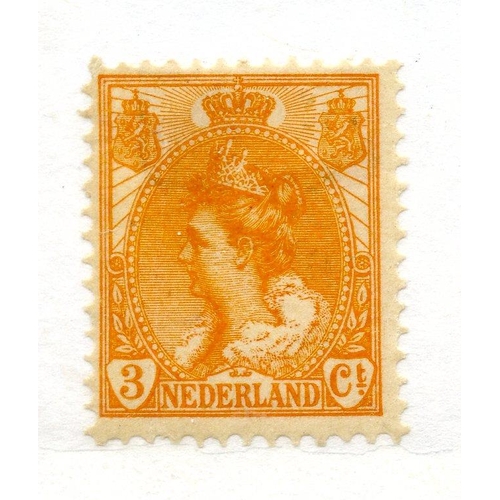 692 - NETHERLANDS 1899 - 1923 3c orange perf 12½ mint. SG 173. Cat £27.