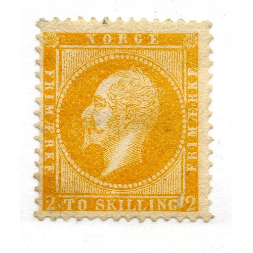 720 - NORWAY 1856 - 60 2sk orange-yellow unused. SG 4. Cat £850.