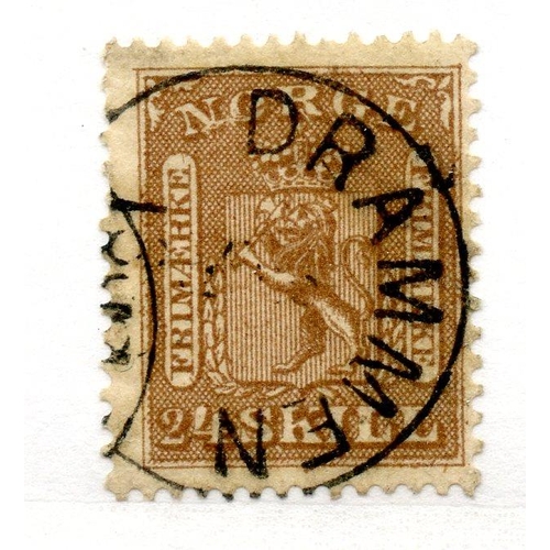 723 - NORWAY 1863 - 64 24sk brown fu. SG 18. Cat £40.