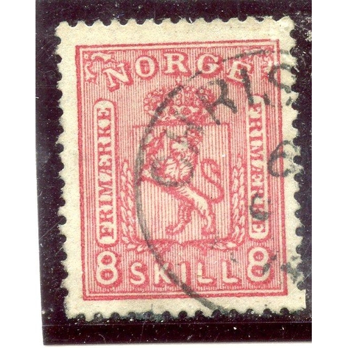 725 - NORWAY 1867 - 68 8sk pink fu. SG 30. Cat £500.