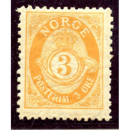 726 - NORWAY 1893 - 1908 3 ore orange um. SG 103. Cat £50.