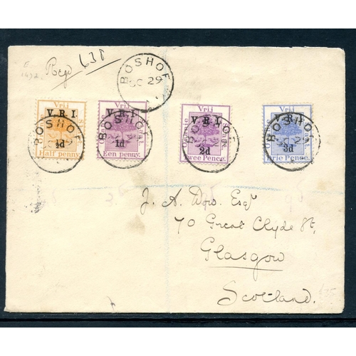 733 - OFS 1900 cover from Boshof to Glasgow franked with ½d, 1d, 2d and 3d V.R.I overprints. Good conditio... 