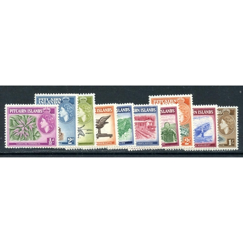 737 - PITCAIRN IS 1957 - 63 pictorials set inc both 4d mint.  SG 18 - 28.  Cat £55.