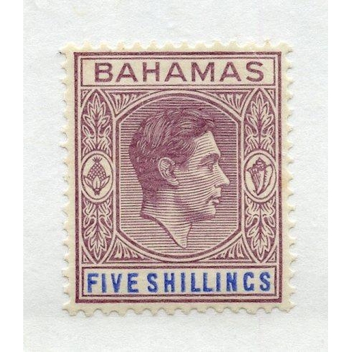 74 - BAHAMAS 1938 - 52 5/- lilac and blue mint.  SG 156.  Cat £170.