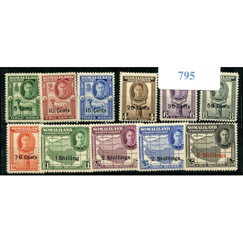 795 - SOMALILAND 1951 surcharges set mint.  SG 125 - 35.  Cat £55.