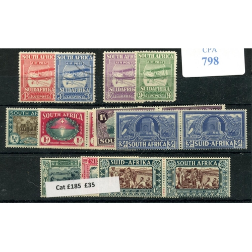 798 - SOUTH AFRICA 1925 air set (3d used), 1938 Voortrekker Memorial set and 1937 Huguenot Landing set all... 