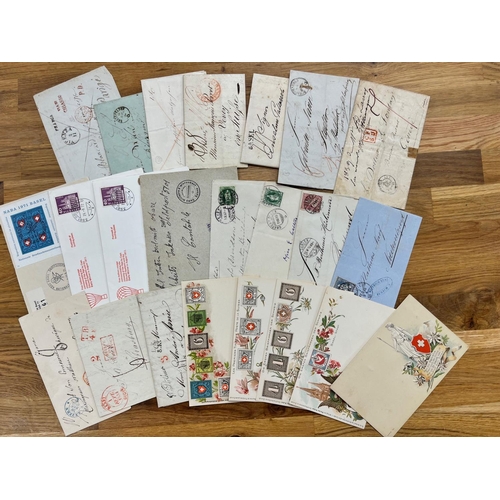 832 - SWITZERLAND Postal History collection of 23 items including stamp cards from pre-stamp to 1970s. Gen... 