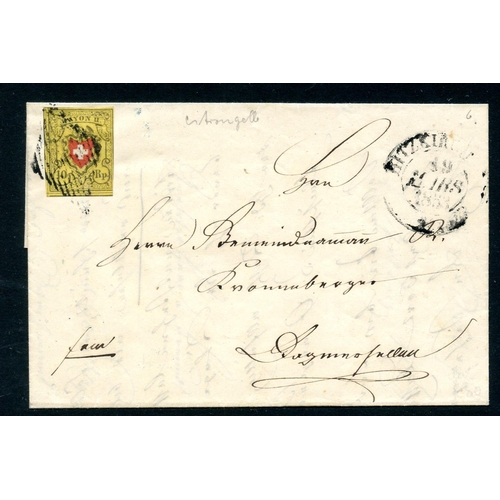 841 - SWITZERLAND 1853 local entire to Lucerne, franked with Rayon II (Michel 8). Good condition.