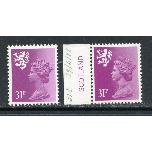 1002 - REGIONALS SCOTLAND 1971 - 93 31p bright purple types 1 and 2 um. SG S51, a. Cat £151.