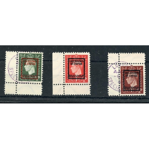 1007 - PROPAGANDA STAMPS 1940 BAHAMAS ½d, 1d and 1½d Liquidation of the Empire fu.