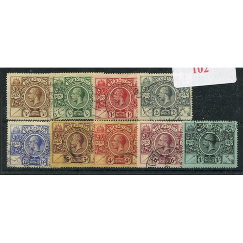 102 - BERMUDA 1921 Tercentenary 2nd issue vfu.  SG 68 - 76.  Cat £250.