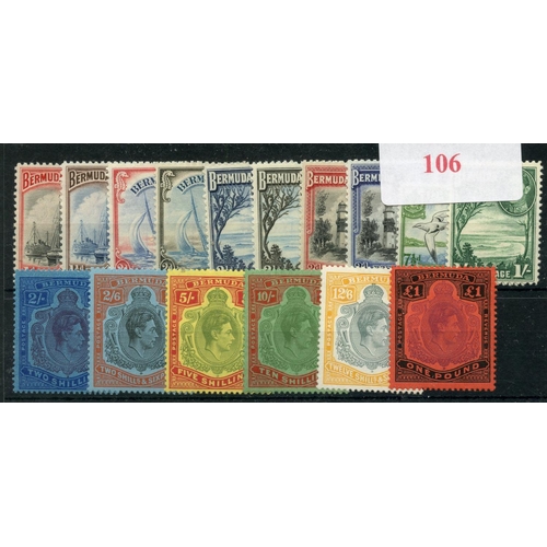 106 - BERMUDA 1938 - 52 set to £1 mint.  SG 110 - 121.  Cat £350.