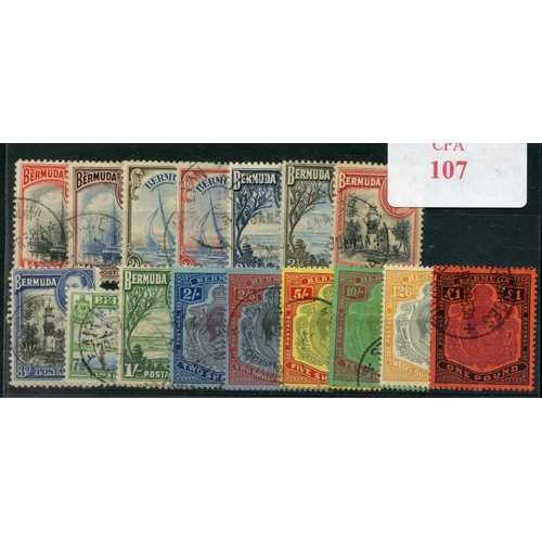 107 - BERMUDA 1938 - 52 set to £1 fu.  SG 110 - 121.  Cat £225.