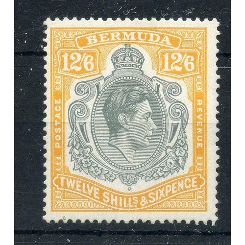 113 - BERMUDA 1938 - 53 12/6 deep grey and brownish orange ord paper um. SG 120d. Cat £600.