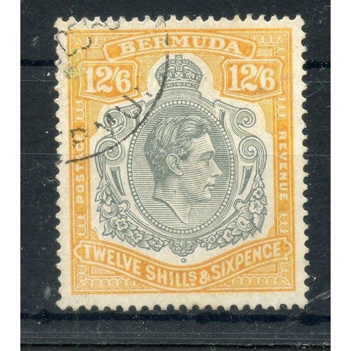 114 - BERMUDA 1938 - 53 12/6 deep grey and brownish orange ord paper used. SG 120d. Cat £450.