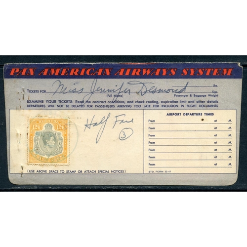 116 - BERMUDA 1944 12/6 adhesive on Pan American Airways ticket to New York.