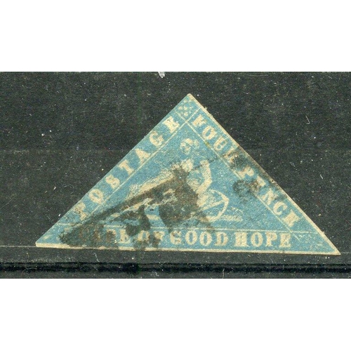 182 - COGH 1861 4d pale milky blue imperf, laid paper used 2 margins usual faults. SG 14. Cat £2750.