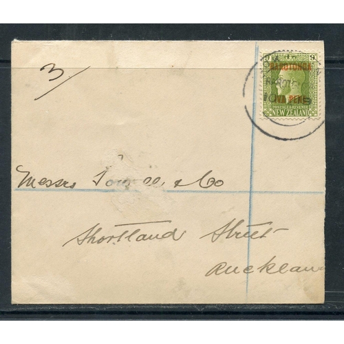 201 - COOK IS 1919 part envelope franked with SG 54 to New Zealand. Good condition.