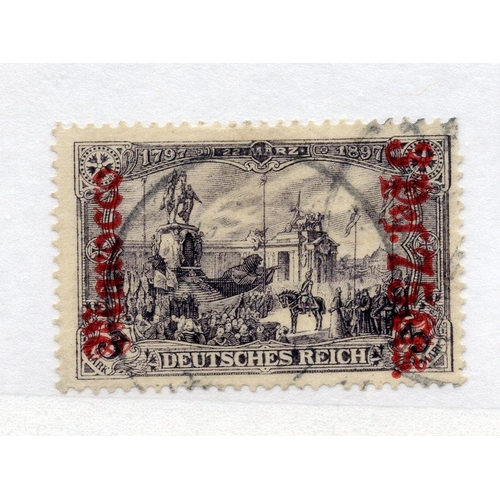 308 - GERMAN POS IN MOROCCO 1905 3p75c on 3m violet black 25x16 perf holes fu. SG 37a. Cat £85.