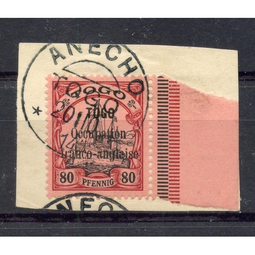 325 - GERMAN COLS TOGO 1914 80pf black and carmine rose on piece Anechol cds. SG 7. Cat £800.