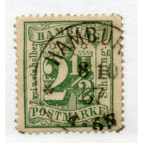 333 - GERMAN STATES HAMBURG 1867 2½s dull green fu. SG 46. Cat £130.