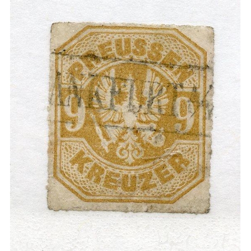 341 - GERMAN STATES PRUSSIA 1867 9k bistre embossed fu. SG 46. Cat £80.