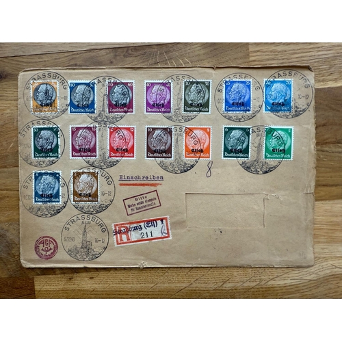 348 - GERMAN OCCUPATION Alsace cover franked with the complete overprint set to 100pf. Address removed.