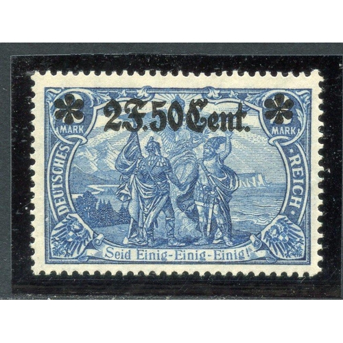 350 - GERMAN OCCUPATION WESTERN COMMAND 1915 2f50 on 2m dark cobalt um. SG 12c. Cat £65 (Mi 100?).