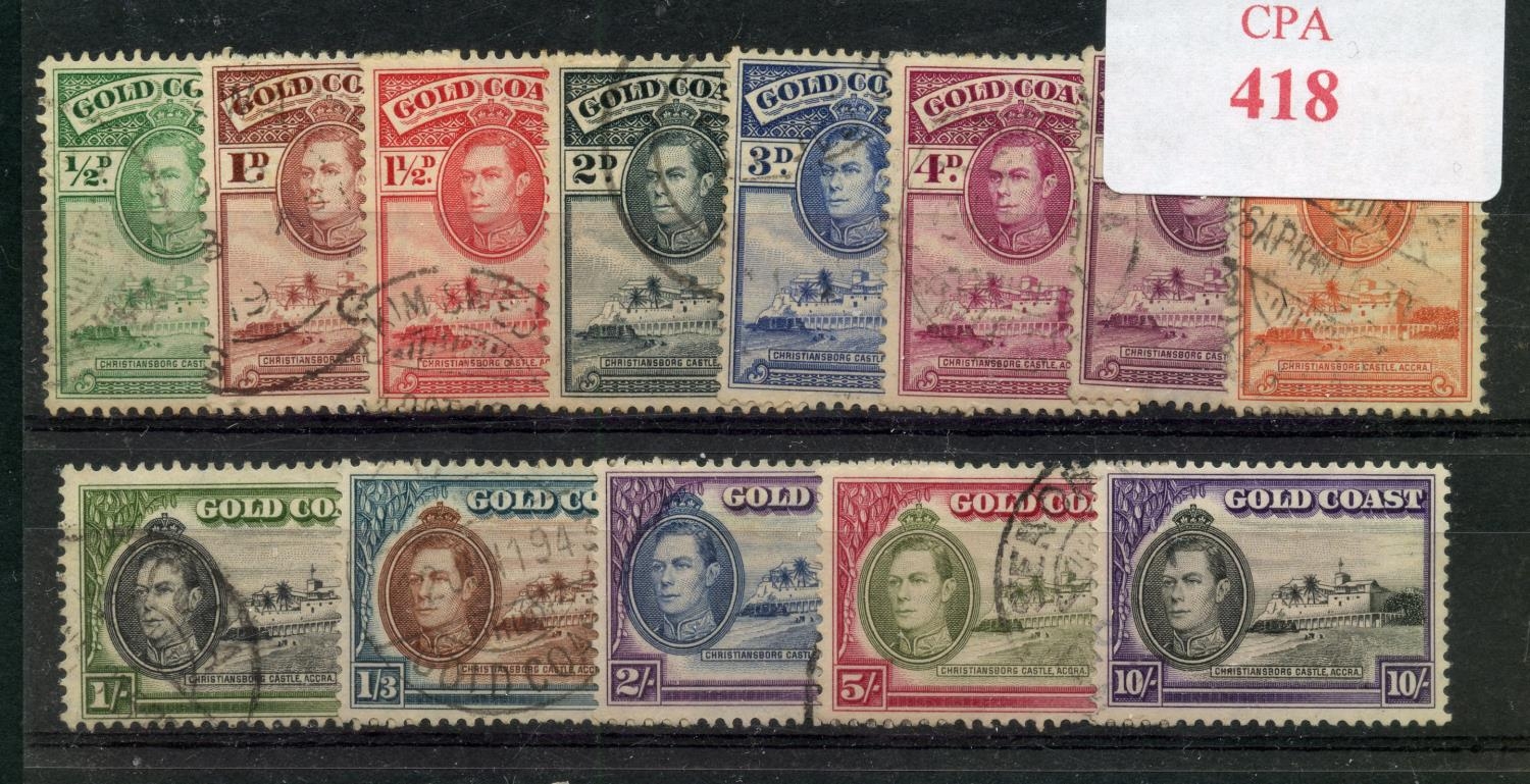 GOLD COAST 1938 - 44 defin set vfu. SG 120a - 32. Cat £70.