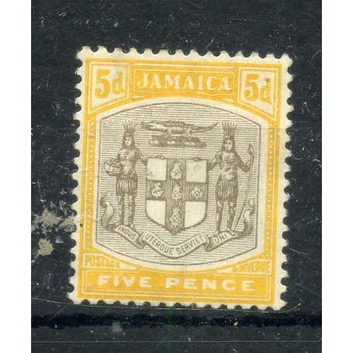 499 - JAMAICA 1905 - 11 5d grey and orange yellow wmk MCA mint. SG 43. Cat £65.