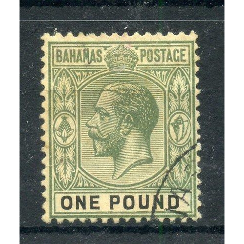 64 - BAHAMAS 1921 - 37 £1 green & black wmk Script fu.  SG 125.  Cat £425.