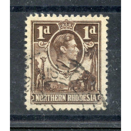 657 - NORTHERN RHODESIA 1938 - 52 1d brown showing the 