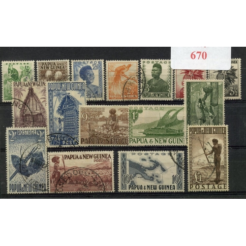 670 - PAPUA NEW GUINEA 1952 definitive set complete vfu. SG 1 - 15. Cat £30.