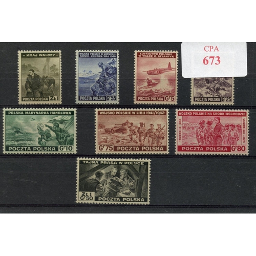 673 - POLAND 1943 5g to 1z50 black set um. SG 486 - 93. Cat £23.
