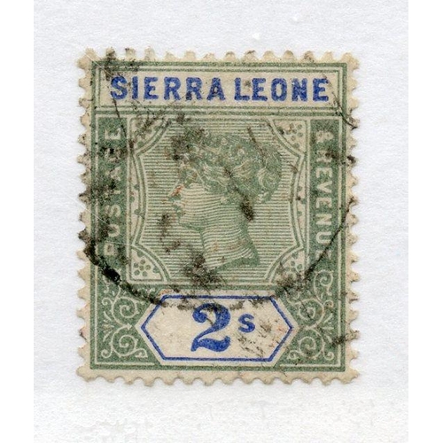720 - SIERRA LEONE 1896 - 97 2/- green and ultramarine fu. SG 51. Cat £80.