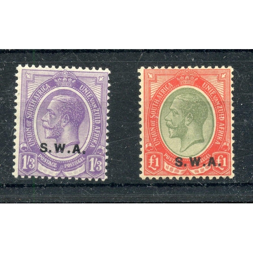741 - SWA 1927 1/3 and £1 SWA opt um.  SG 57.  Cat £131.