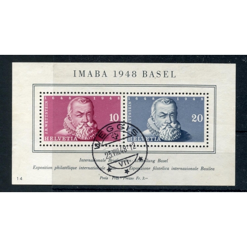 772 - SWITZERLAND 1948 National Philatelic Exhibition MS fu, Weggis cds. SG 498a. Cat £110.