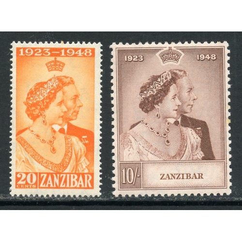 802 - ZANZIBAR 1948 Silver Wedding set mint.  SG 333 - 4.  Cat £30.